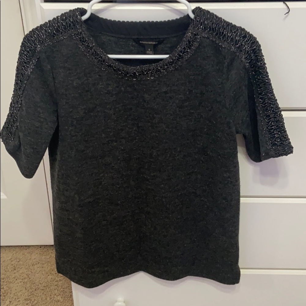 banana repulic black top with sparkly accents